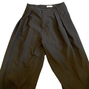 Black Pleated Wide-Leg Trousers